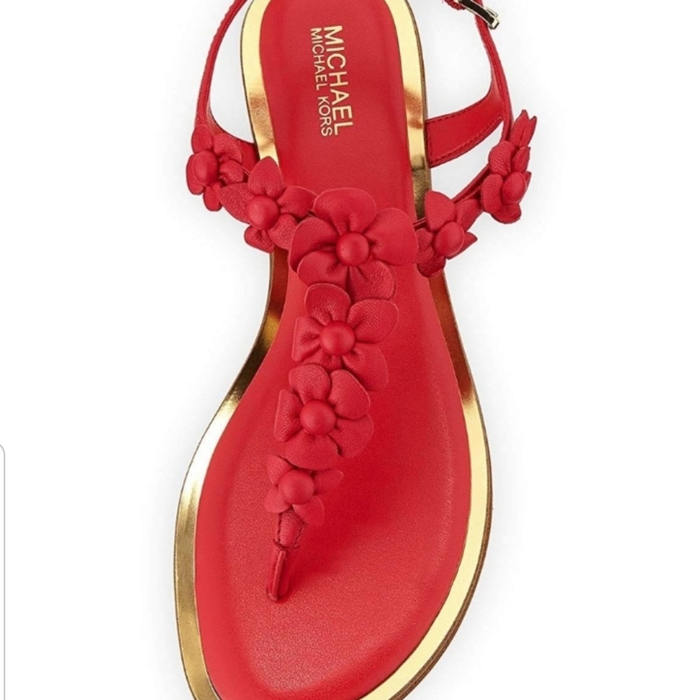 New Michael Kors Tricia 3D Floral Thong Sandal 8 - Picture 2 of 8